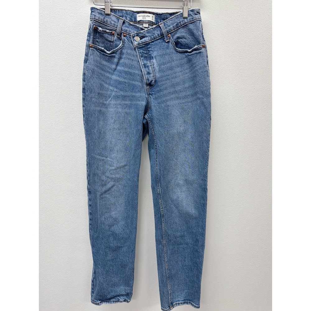 Abercrombie & Fitch Curve Love The Dad High Rise Slant Button Jeans 26